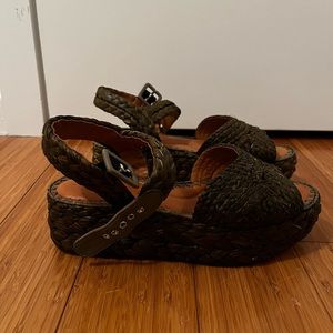 Robert Clergerie raffia wedge flatform sandals